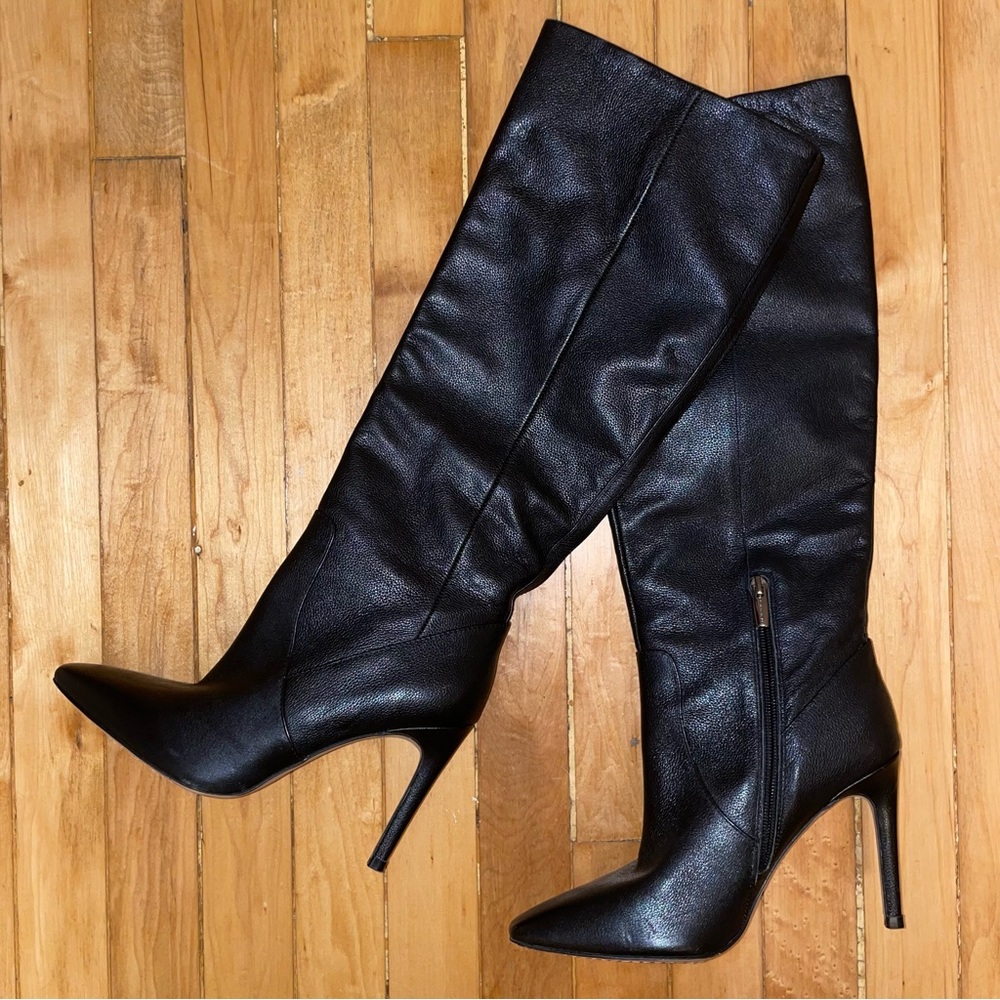 Vince Camuto Fendels Black Wide Calf Knee Stiletto High Heel Dress Boots